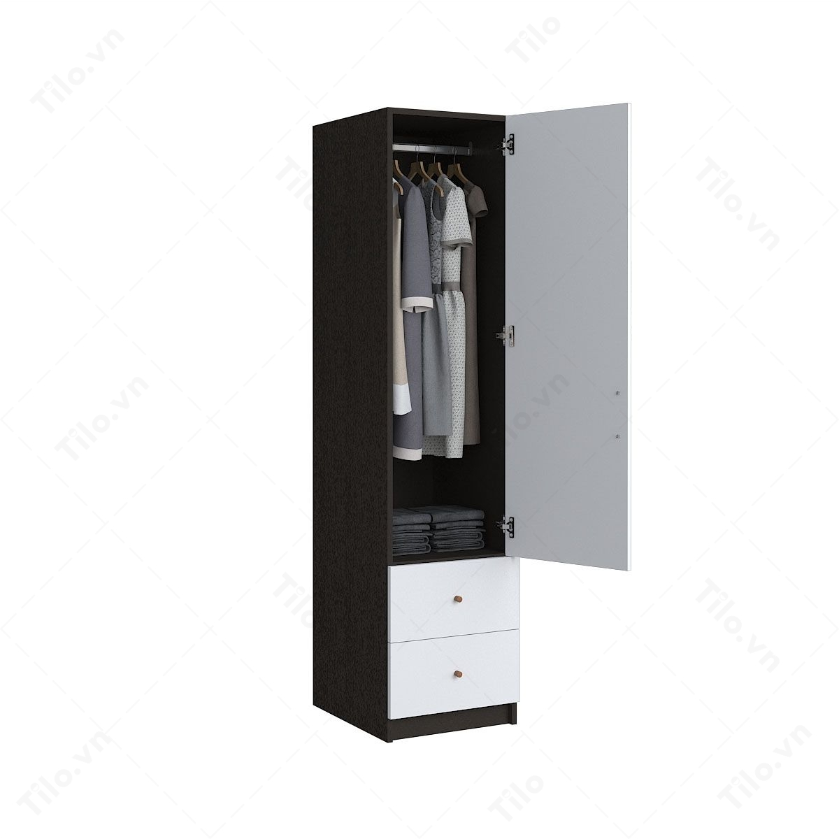 Mẫu tủ quần áo 3 tầng 1 cánh kiểu dáng tối giản